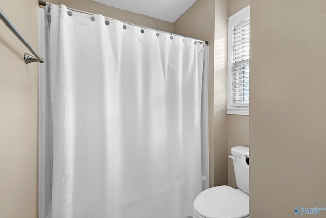 708 Apache St NW, Hartselle, AL 35640 - full bathroom with toilet and a shower with curtain