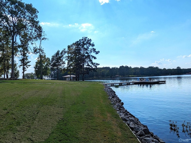 property view of water with a boat dock