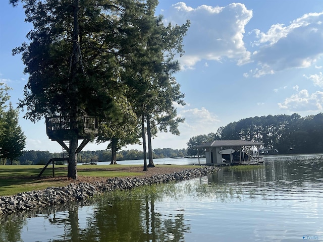 water view with a gazebo