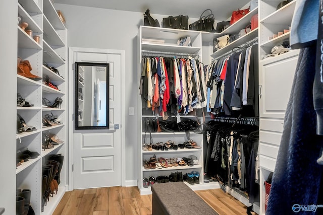 walk in closet featuring light wood finished floors