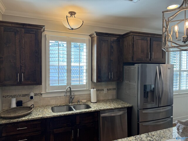 bedroom featuring an inviting chandelier, a tray ceiling, ornamental molding, and dark hardwood / wood-style floors