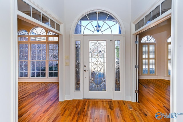 entrance foyer featuring a high ceiling and hardwood / wood-style floors