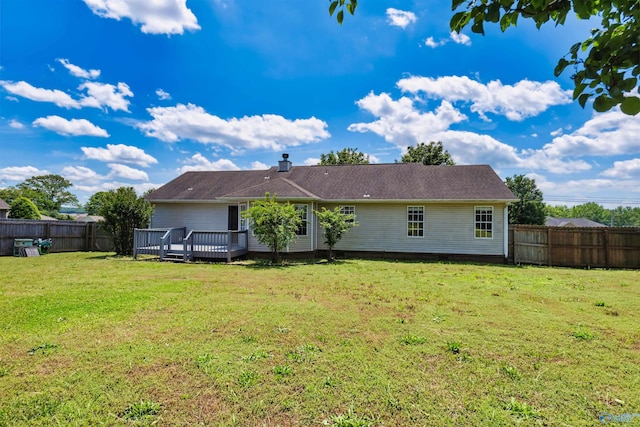 123 Turtle Ridge Dr, New Market, AL 35761 - rear view of property featuring a wooden deck and a chimney