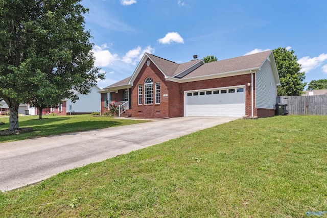 123 Turtle Ridge Dr, New Market, AL 35761 - ranch-style house featuring brick siding, a garage, driveway, and a chimney