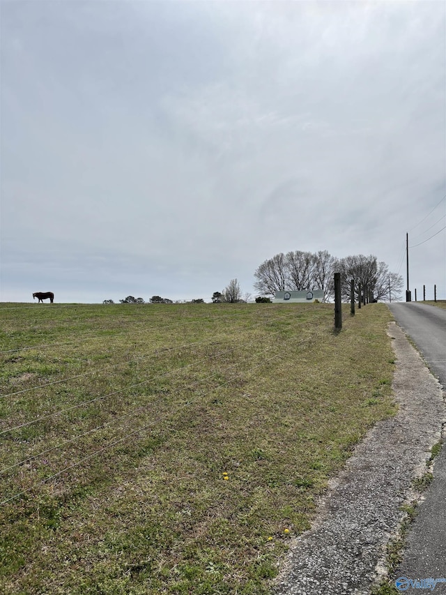 view of road with a rural view