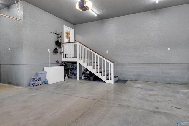 garage with a garage door opener