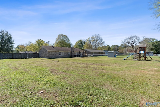 view of yard with a playground