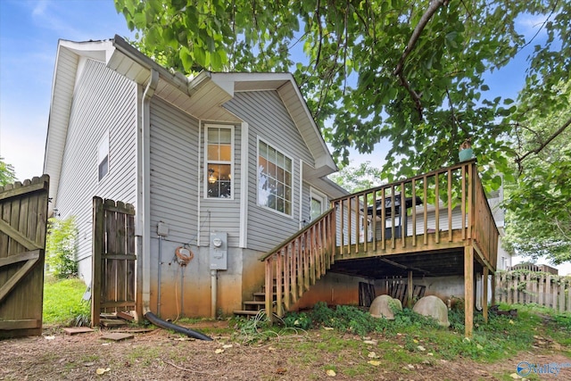 213 Hollington Dr, Huntsville, AL 35811 - view of side of home featuring stairway and a wooden deck