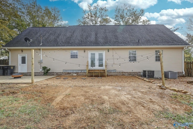 1502 Bower Dr SE, Cullman, AL 35055 - back of property featuring french doors, fence, entry steps, a patio, and central AC