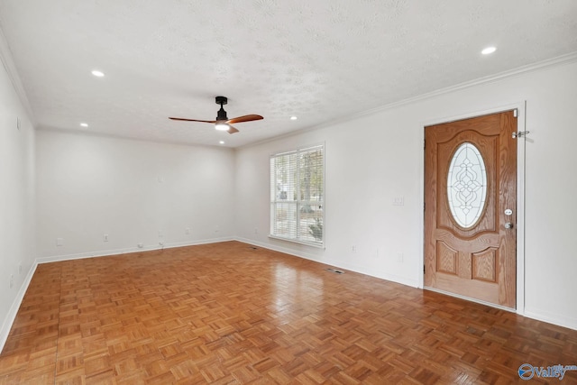 1502 Bower Dr SE, Cullman, AL 35055 - foyer entrance featuring baseboards, a textured ceiling, recessed lighting, and a ceiling fan
