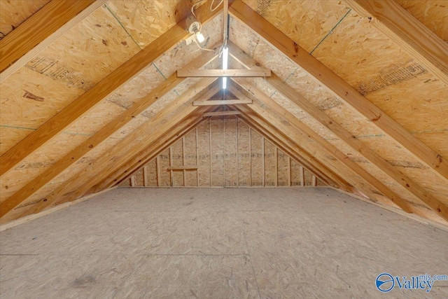 view of unfinished attic