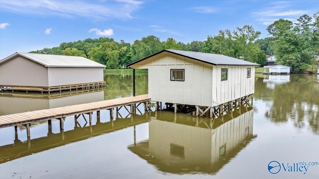 view of dock featuring a water view