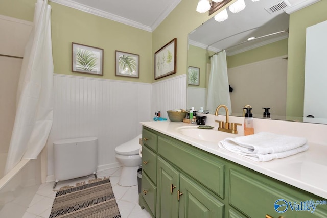 4315 Horace Dr NW, Huntsville, AL 35816 - full bathroom with shower / bath combo, toilet, crown molding, and vanity