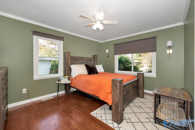 4315 Horace Dr NW, Huntsville, AL 35816 - bedroom with ceiling fan, light hardwood / wood-style flooring, and crown molding