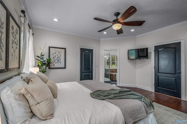 1635 County Road 47, Fyffe, AL 35971 - bedroom featuring wood finished floors, recessed lighting, baseboards, crown molding, and a ceiling fan
