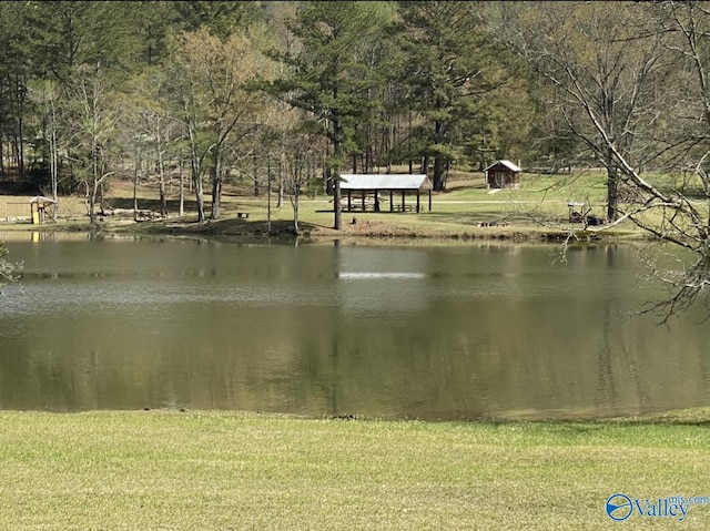 view of water feature with a gazebo