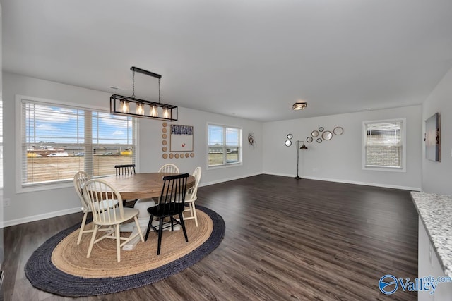 dining room featuring dark hardwood / wood-style flooring and electric panel