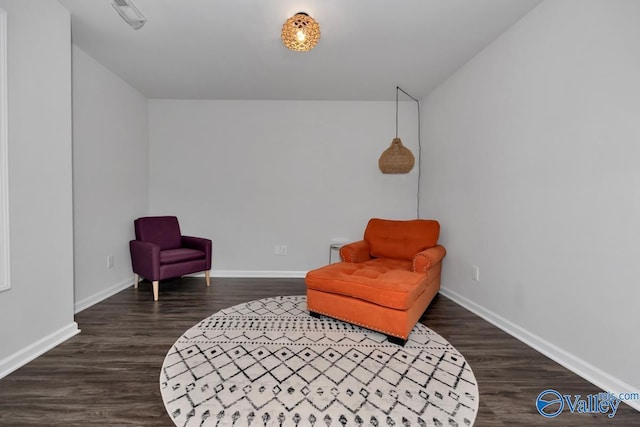 living area featuring dark hardwood / wood-style floors