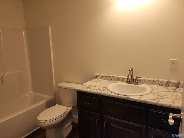 full bathroom with vanity, toilet, and shower / bathtub combination