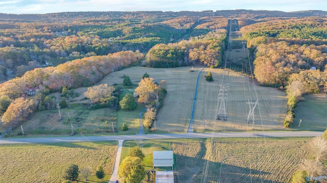 aerial view featuring a rural view