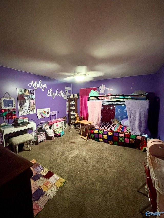 interior space featuring ceiling fan