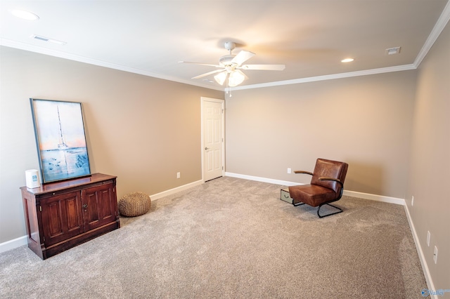 2522 Lindisfarne Dr SW, Decatur, AL 35603 - unfurnished room featuring light colored carpet, ceiling fan, recessed lighting, baseboards, and crown molding