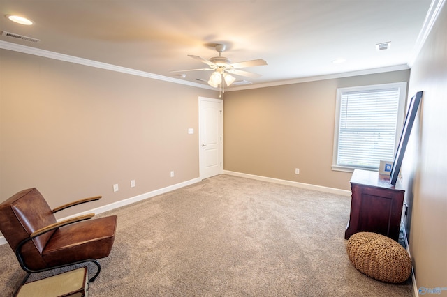 2522 Lindisfarne Dr SW, Decatur, AL 35603 - unfurnished room with a ceiling fan, light colored carpet, crown molding, baseboards, and recessed lighting