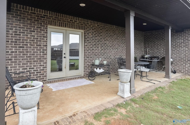 view of patio featuring french doors
