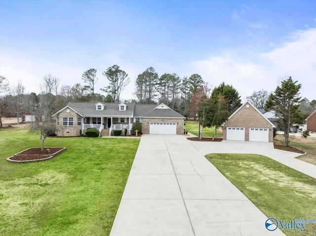 view of front facade with a front lawn and a garage