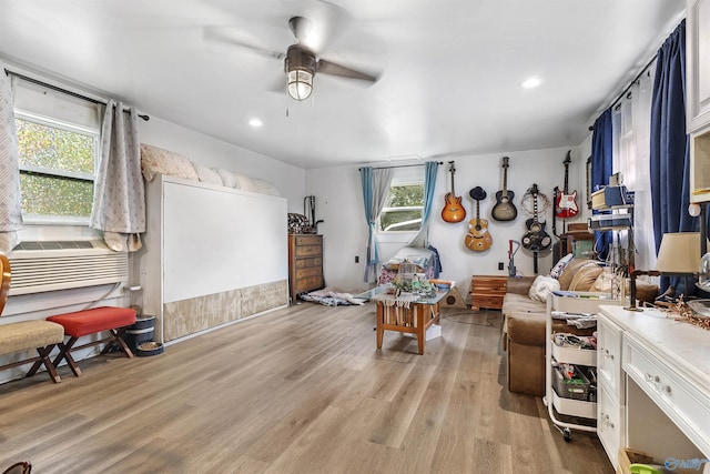 1213 Humes Ave NE, Huntsville, AL 35801 - interior space featuring light wood-style flooring, a ceiling fan, and recessed lighting
