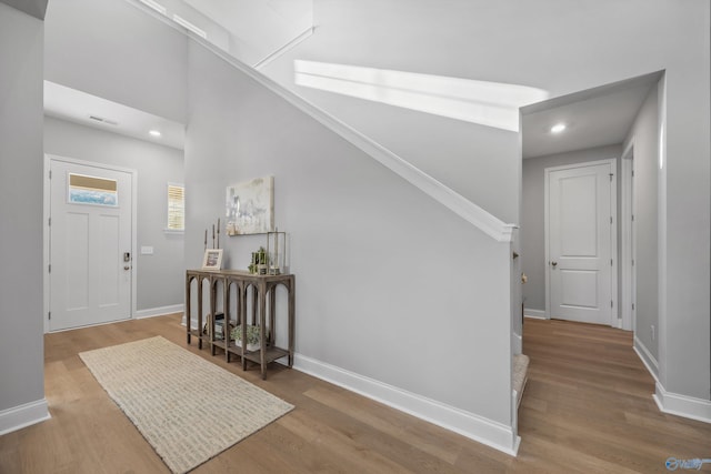 entryway with light wood-type flooring