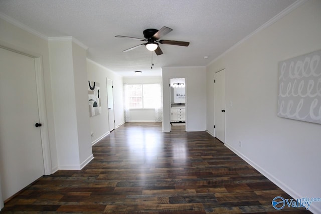 2520 Excalibur Dr SE, Huntsville, AL 35803 - unfurnished room with a ceiling fan, wood finished floors, ornamental molding, baseboards, and a textured ceiling