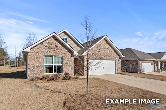 ranch-style house featuring brick siding, a garage, and driveway