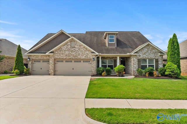 107 Duchess Dr, Madison, AL 35758 - craftsman-style home with an attached garage, concrete driveway, a front yard, and brick siding