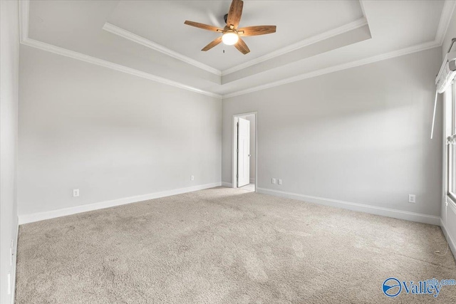 107 Duchess Dr, Madison, AL 35758 - carpeted spare room featuring a raised ceiling, ceiling fan, and crown molding