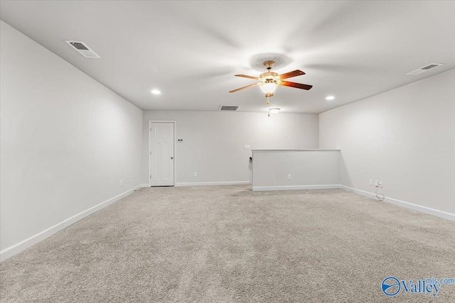 107 Duchess Dr, Madison, AL 35758 - empty room featuring ceiling fan, recessed lighting, and light colored carpet