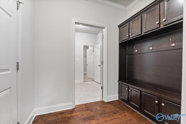 107 Duchess Dr, Madison, AL 35758 - mudroom featuring crown molding and dark wood finished floors