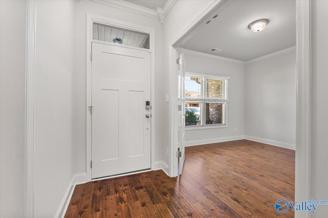 107 Duchess Dr, Madison, AL 35758 - entrance foyer with crown molding and dark wood-style floors