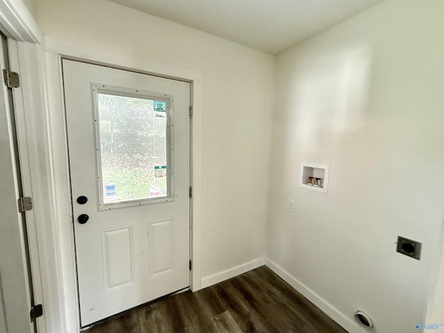 42 Wilkinson Ave E, Gadsden, AL 35904 - washroom with hookup for an electric dryer, hookup for a washing machine, dark wood-type flooring, and baseboards