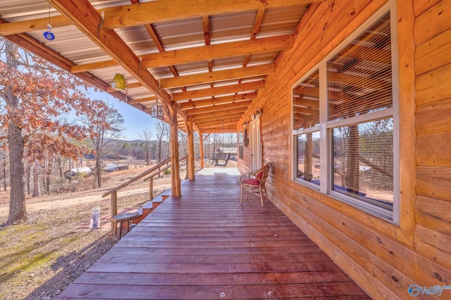 wooden deck featuring a porch