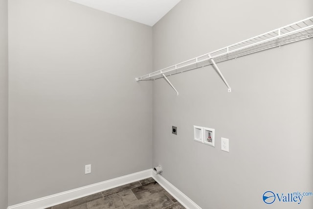 laundry room with electric dryer hookup and washer hookup