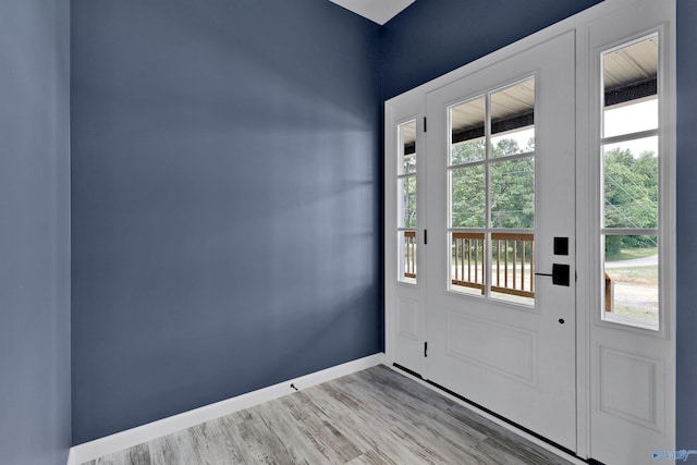 doorway featuring light wood-type flooring