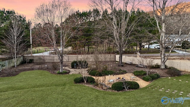 view of yard with a fenced backyard