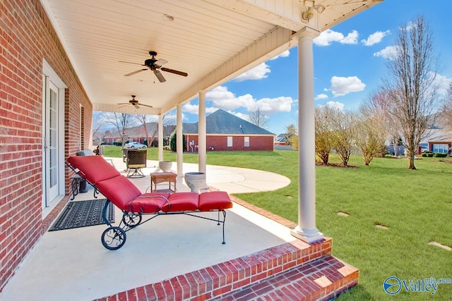 view of patio / terrace with ceiling fan