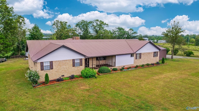 single story home with a front yard