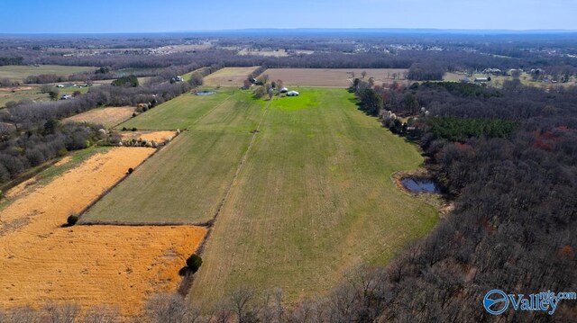 aerial view featuring a rural view