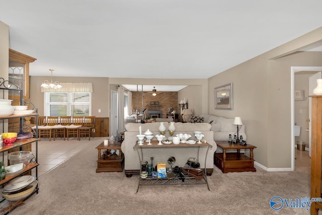 7228 Old Railroad Bed Rd, Toney, AL 35773 - living room with a chandelier and carpet floors