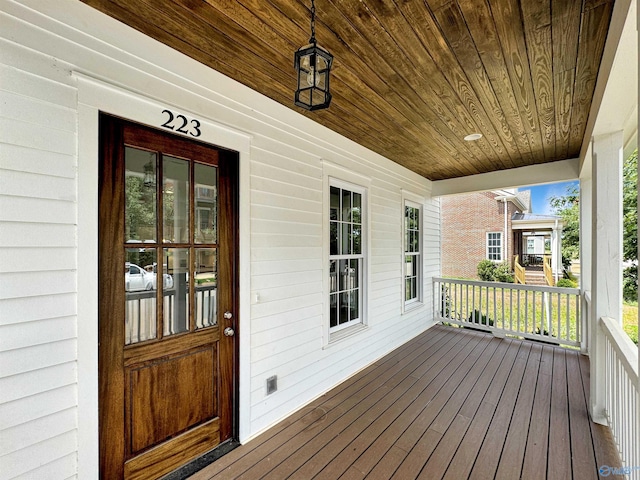 deck with covered porch