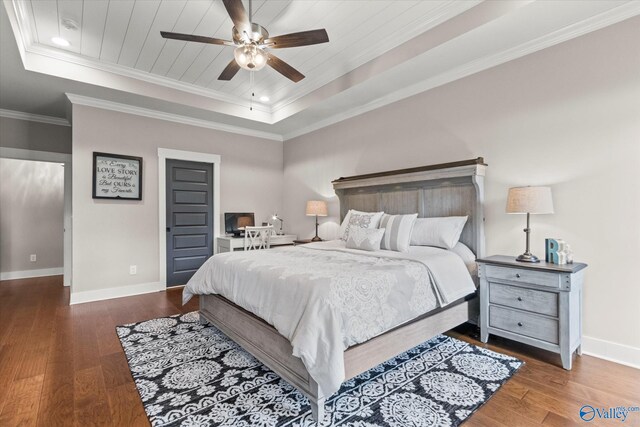 68 Natures Ridge Way, Huntsville, AL 35803 - bedroom featuring a raised ceiling, wood finished floors, baseboards, crown molding, and recessed lighting