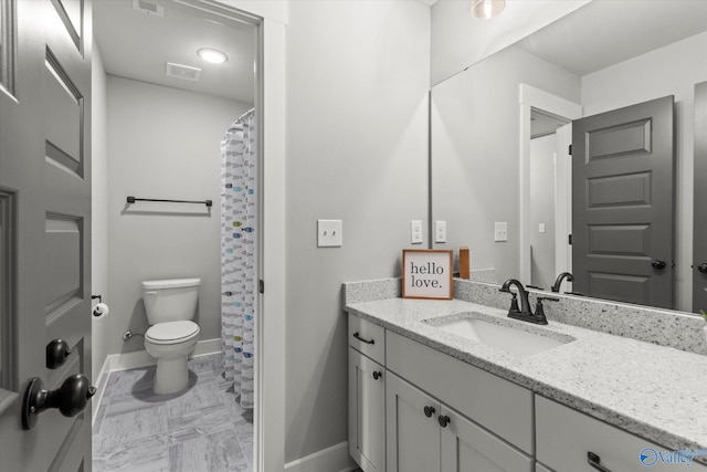68 Natures Ridge Way, Huntsville, AL 35803 - bathroom featuring vanity, baseboards, toilet, and marble look tile flooring